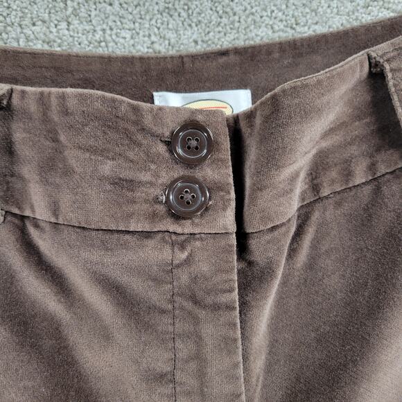 Talbots Womens Velvet Pants 12 Brown Stretch High‎ Rise Straight Leg Ankle - Picture 8 of 12
